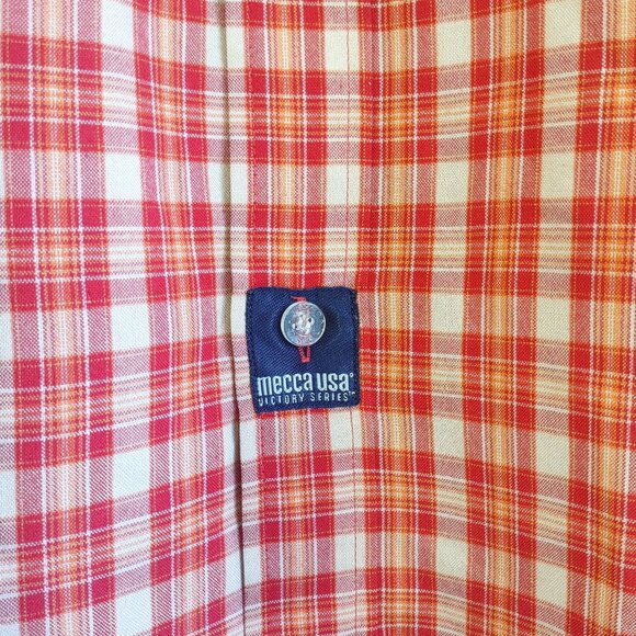 Vintage MECCA USA Button Up Logo Shirt Streetwear Check Short Sleeve  Size XL - Picture 8 of 14